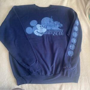 Disney Epcot Hanes Navy Crewneck Sweatshirt with Light Blue Mickey